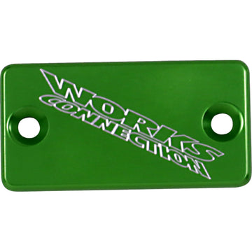 WORKS CONNECTION Anodized Billet Aluminum Front Brake Reservoir Cover - Green 21-128