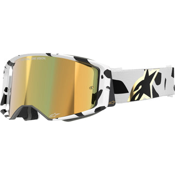 Alpinestars Supertech Goggle - Corp - White/Gold - ABS Vision - Gold Mirror 5100325-2044 | Goggles