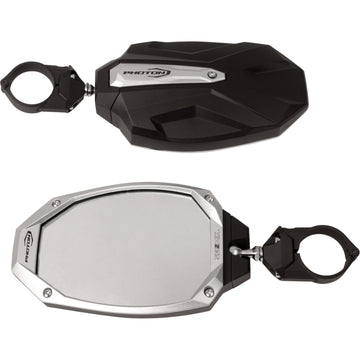 SEIZMIK Mirrors - Photon - Side View - Oval - Black/Silver - 1.75" ROPS - Pair 56-18107