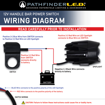 Power Switch Mount W/Cable 22mm Mount 18in Power Cable