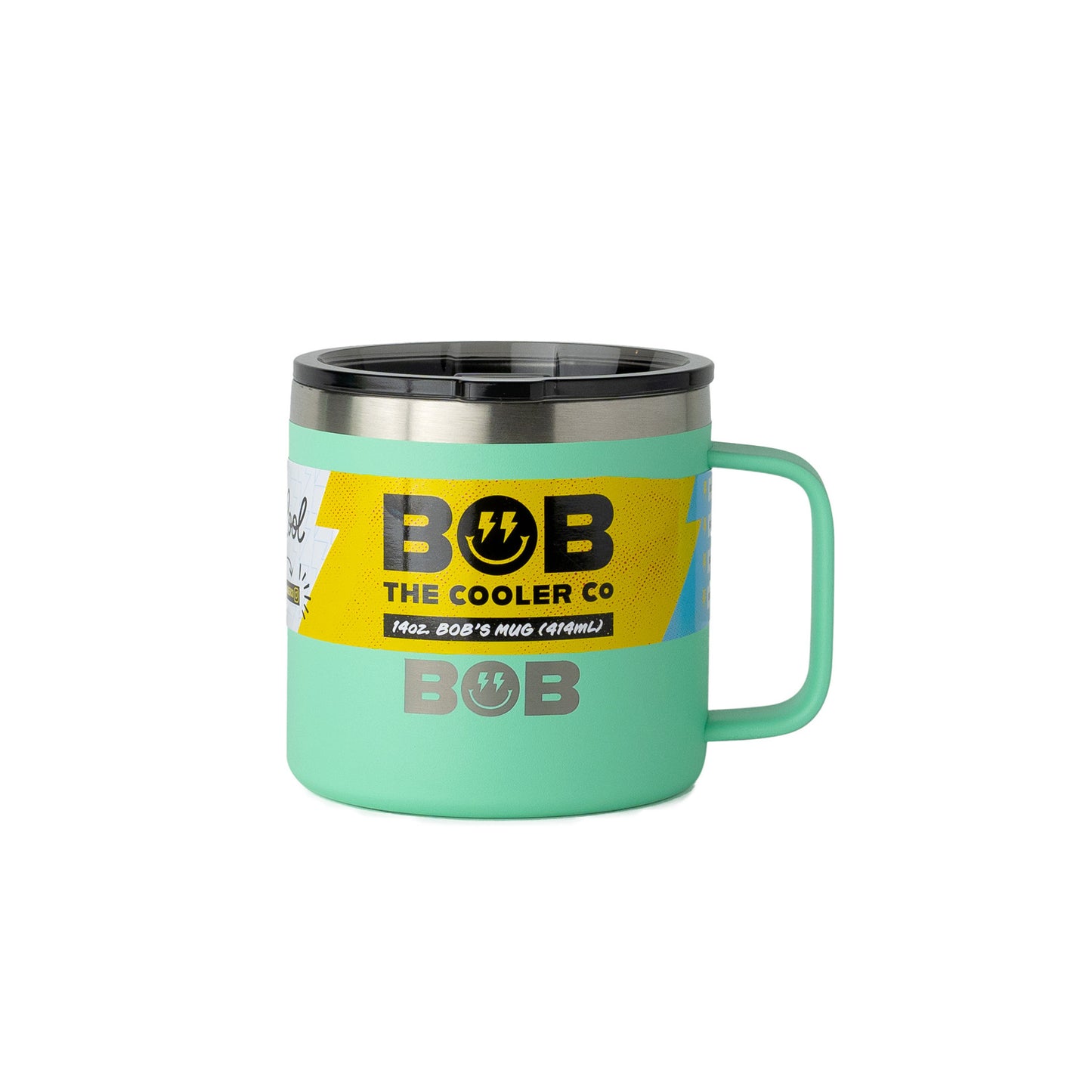 BOBs 14Oz Stainless Steel Double Wall Vacuum Insulated Coffee Mug with Lid and Handle by BOB The Cooler Co