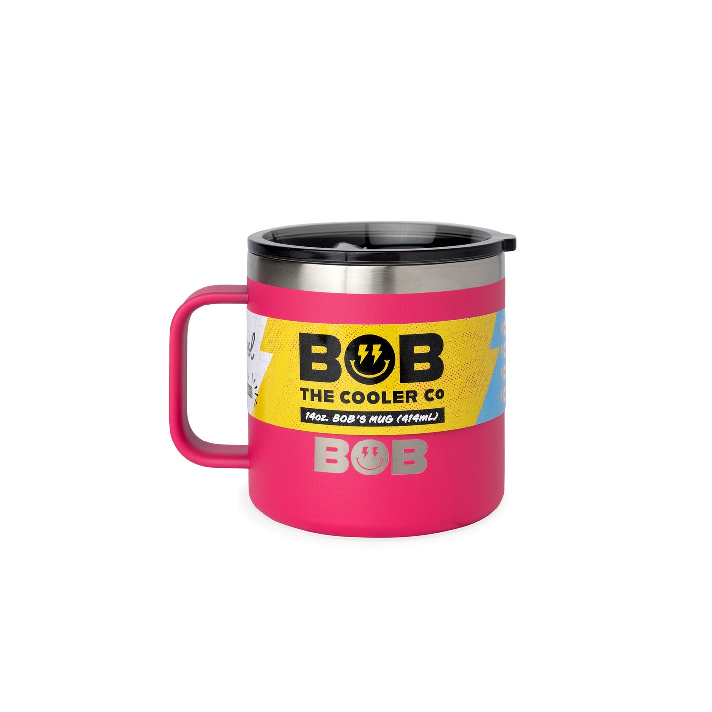 BOBs 14Oz Stainless Steel Double Wall Vacuum Insulated Coffee Mug with Lid and Handle