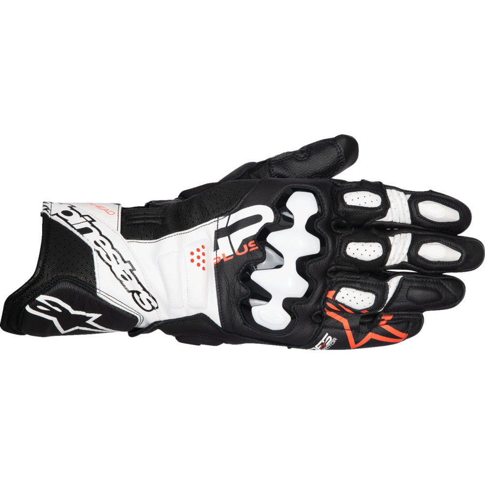 Alpinestars GP Plus R V3 Leather Gloves - Black/White/Fluo Red - Medium 3550825-1231-M