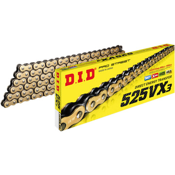 DID 525 VX3 - Drive Chain - 130 Links - Gold M525VX3G130ZB | Drive Chain X'ring Types