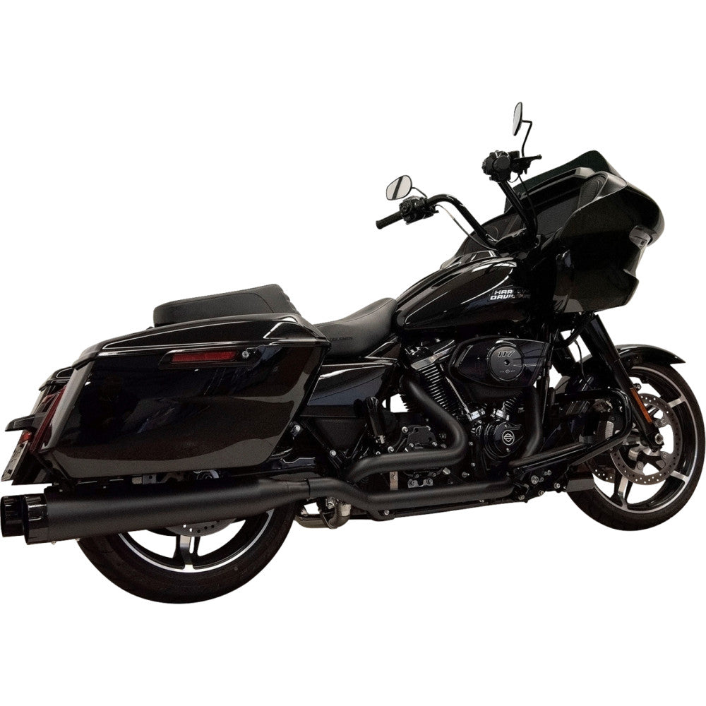 BASSANI XHAUST 4-1/2" Straight Can Slip-On Mufflers - Black with Black End Cap - Twin Cam Touring 1F744B