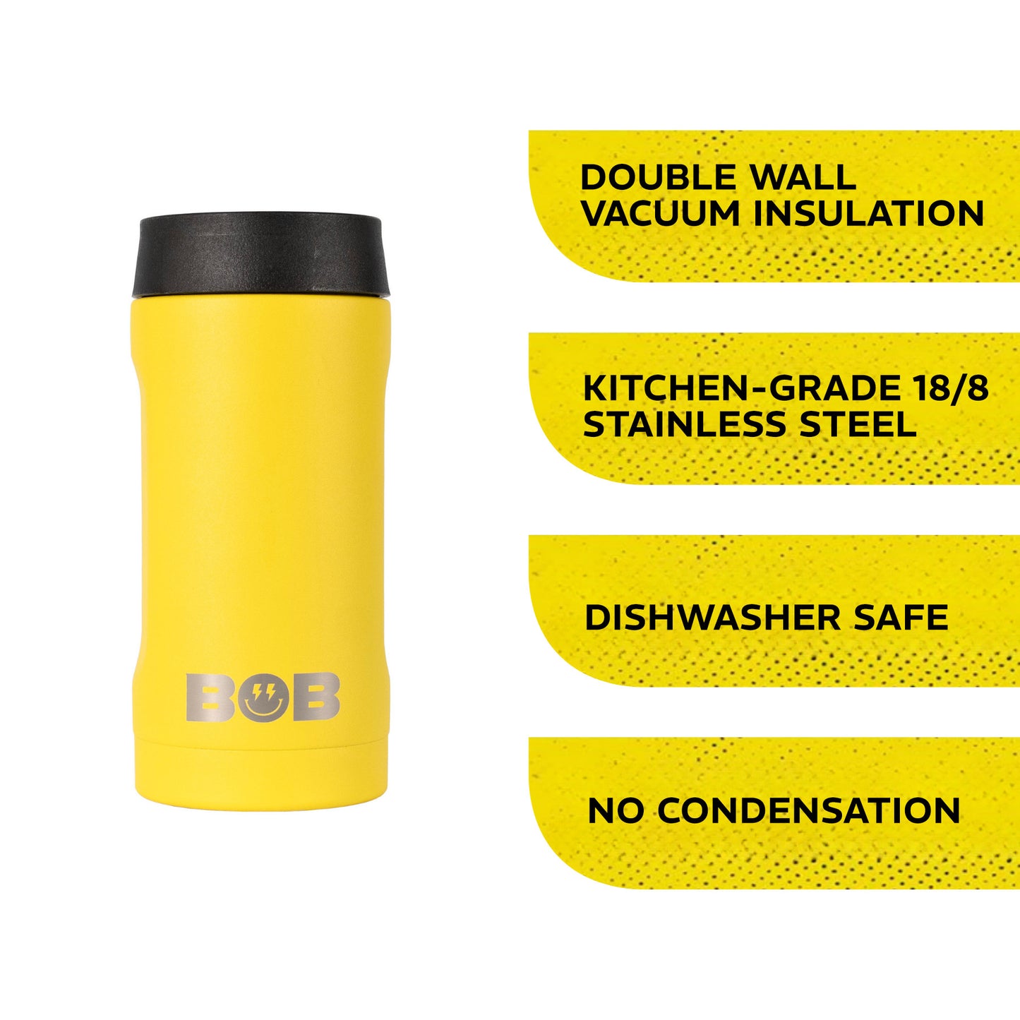 BOBs 12Oz Slim Double Wall Vacuum Insulated Can Cooler by BOB The Cooler Co