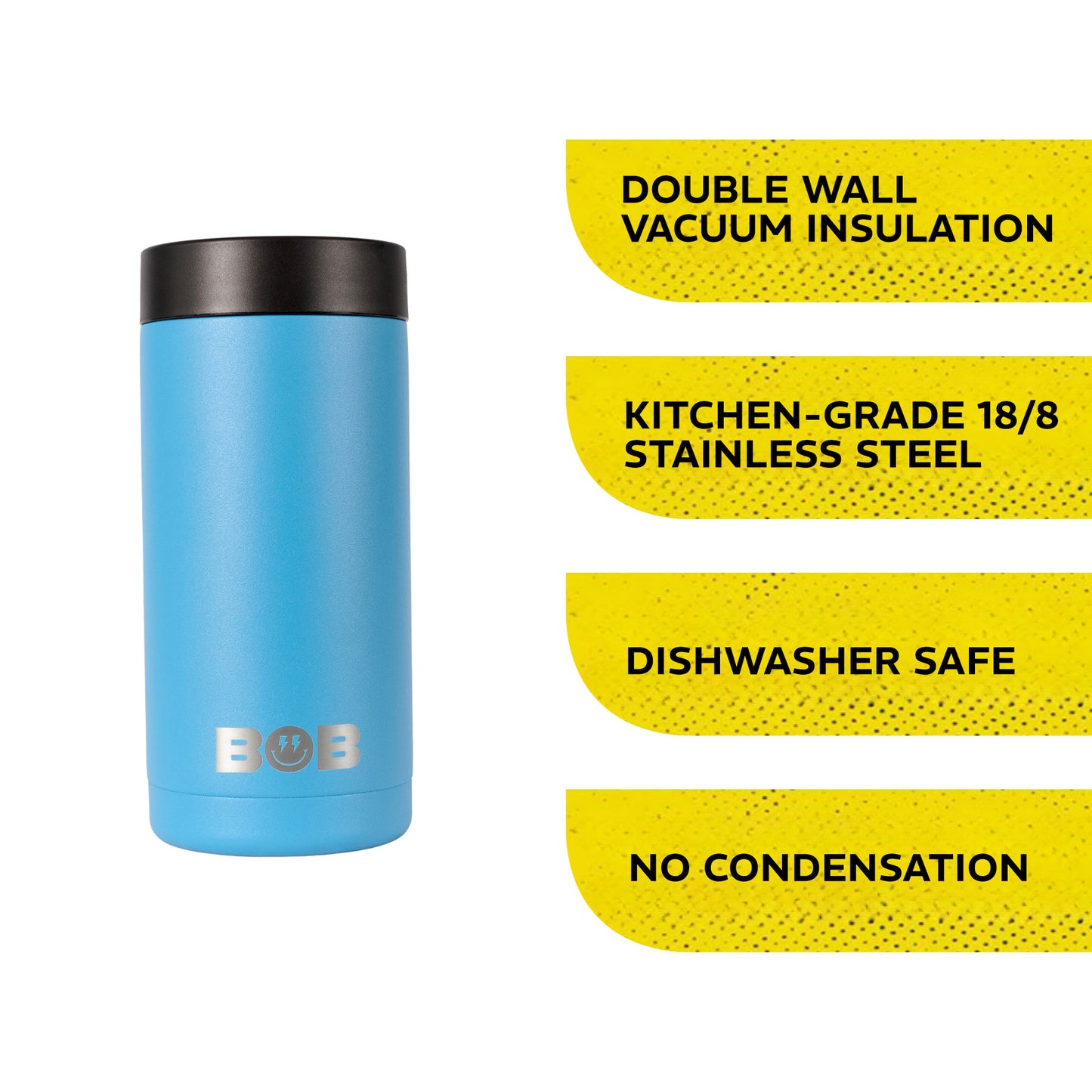BOBs 16Oz Standard Double Wall Vacuum Insulated Can Cooler by BOB The Cooler Co