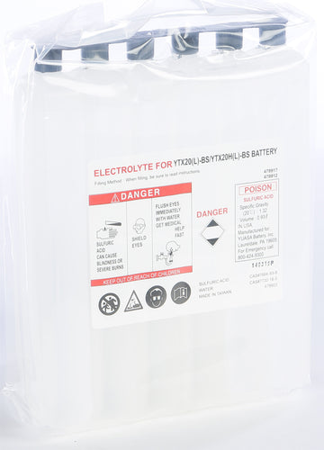 Electrolyte Pack Ytx20l Bs Ea/ Acid Pack Ytx20(l)bs