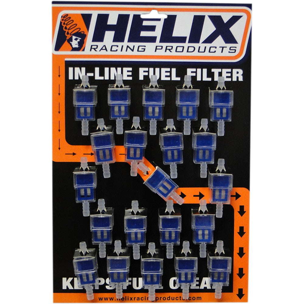Helix In-Line Fuel Filters - Blue - 1/4" - Display of 21 118-9214