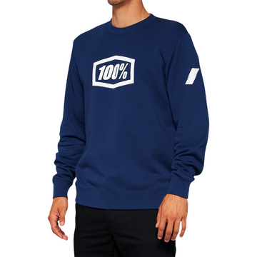 100% Icon Long-Sleeve Fleece Sweatshirt - Navy - Medium 20026-00016