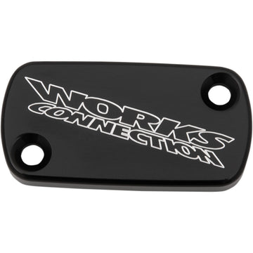 WORKS CONNECTION Anodized Billet Aluminum Front Brake Reservoir Cover - Black 21-116