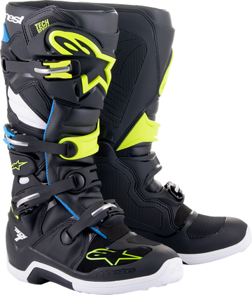 ALPINESTARS Tech 7 Boots - Black/Blue/Yellow Fluorescent - US 8 2012014-1795-8