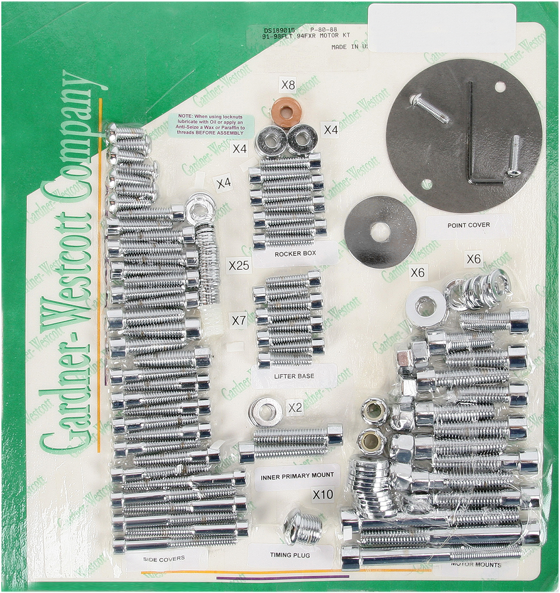 GARDNER-WESTCOTT Bolt Kit - Motor Set - Socket-Head P-80-88