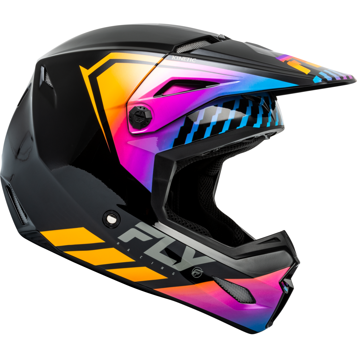 Fly Kinetic Youth Racing Menace Helmet Black/Sunrise YS