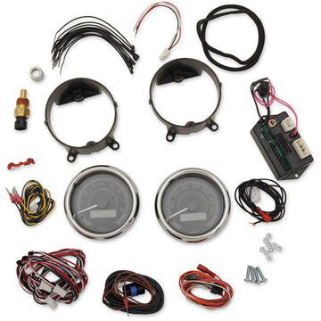 Dakota Digital MVX-8K Series Analog/Digital 2-Gauge Kit - Chrome Bezel - Black Face with Gray Background MVX-8200-KG-C