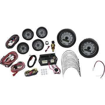 Dakota Digital MVX-8K Series Analog/Digital 6-Gauge Kit - Black Bezel - White Face with Gray Background MVX-8600-WG-K