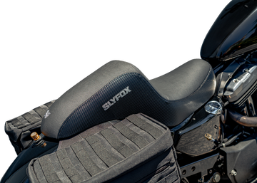 SLYFOX Drifter Seat - Gray Logo - Black Vinyl w/ Slipstop - Carbon Fiber - XL '04-'22 4684B-slyfox