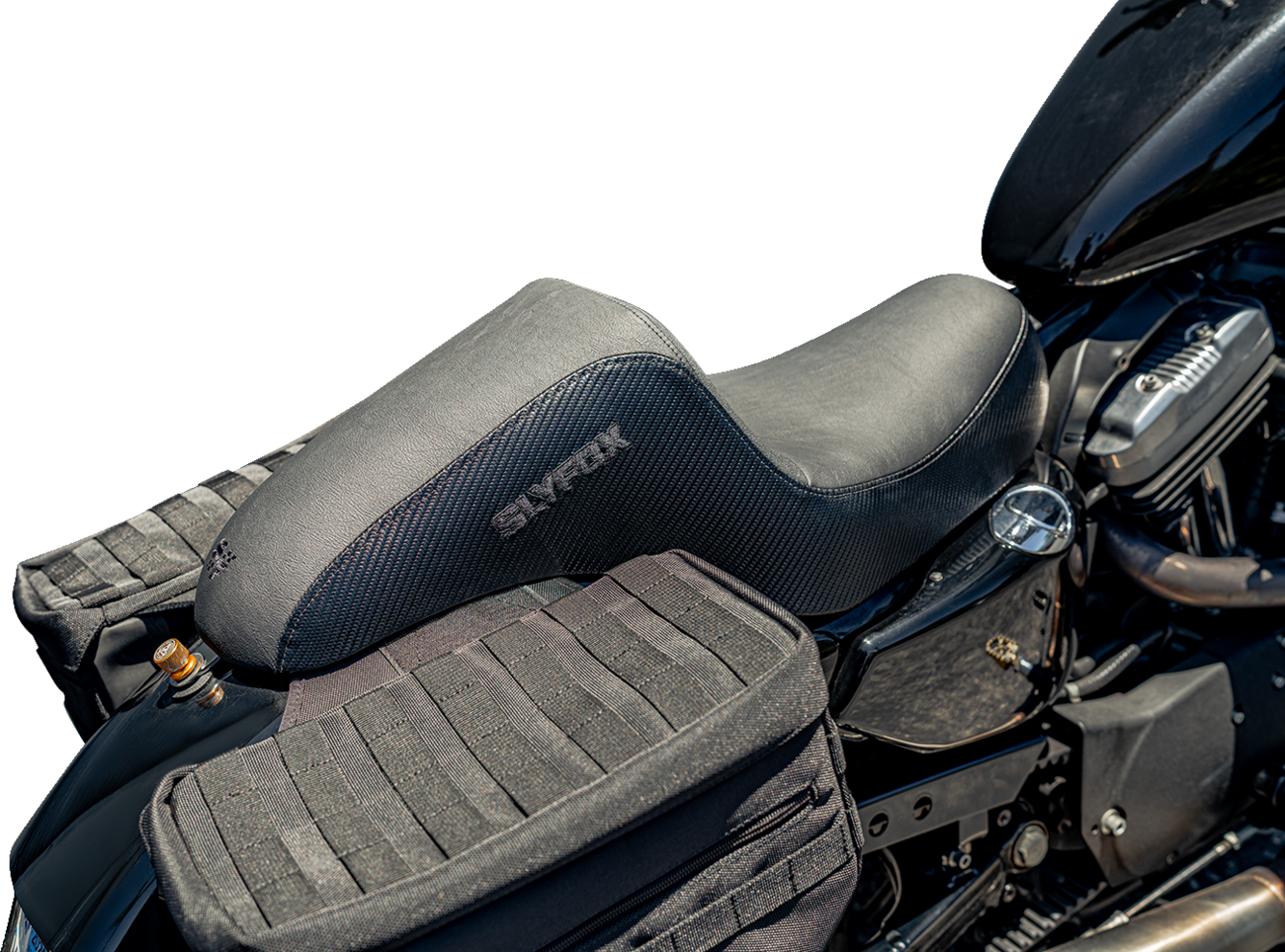 SLYFOX Drifter Seat - Black Logo - Black Vinyl w/ Slipstop - Carbon Fiber - XL '04-'22 4684A-slyfox