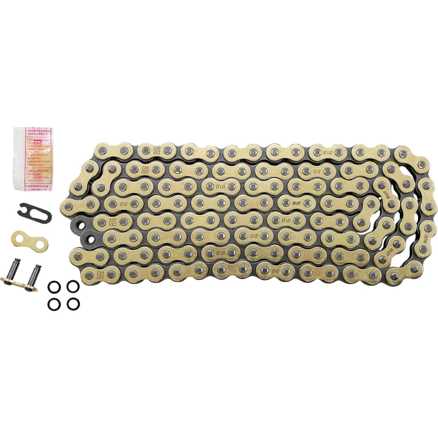 DID 520 VX3 - Chain - Gold - 130 Links M520VX3G130FB | Drive Chain X'ring Types