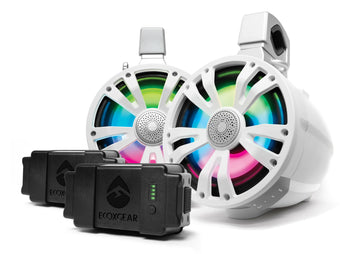 Extrmtower 2 Pk 8 Spkr 2 Amp Speakers + 2 Batteries Wht