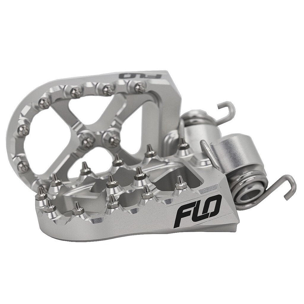 Flo Motosports Footpegs Low Silver YAM 10mm Back 12mm Down by WPS