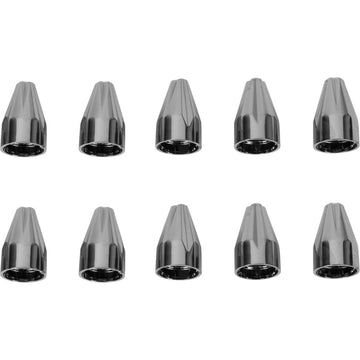 CIRO Bolt Caps - Engine - Fluted/Spike - 1/4" - Black Chrome 70017
