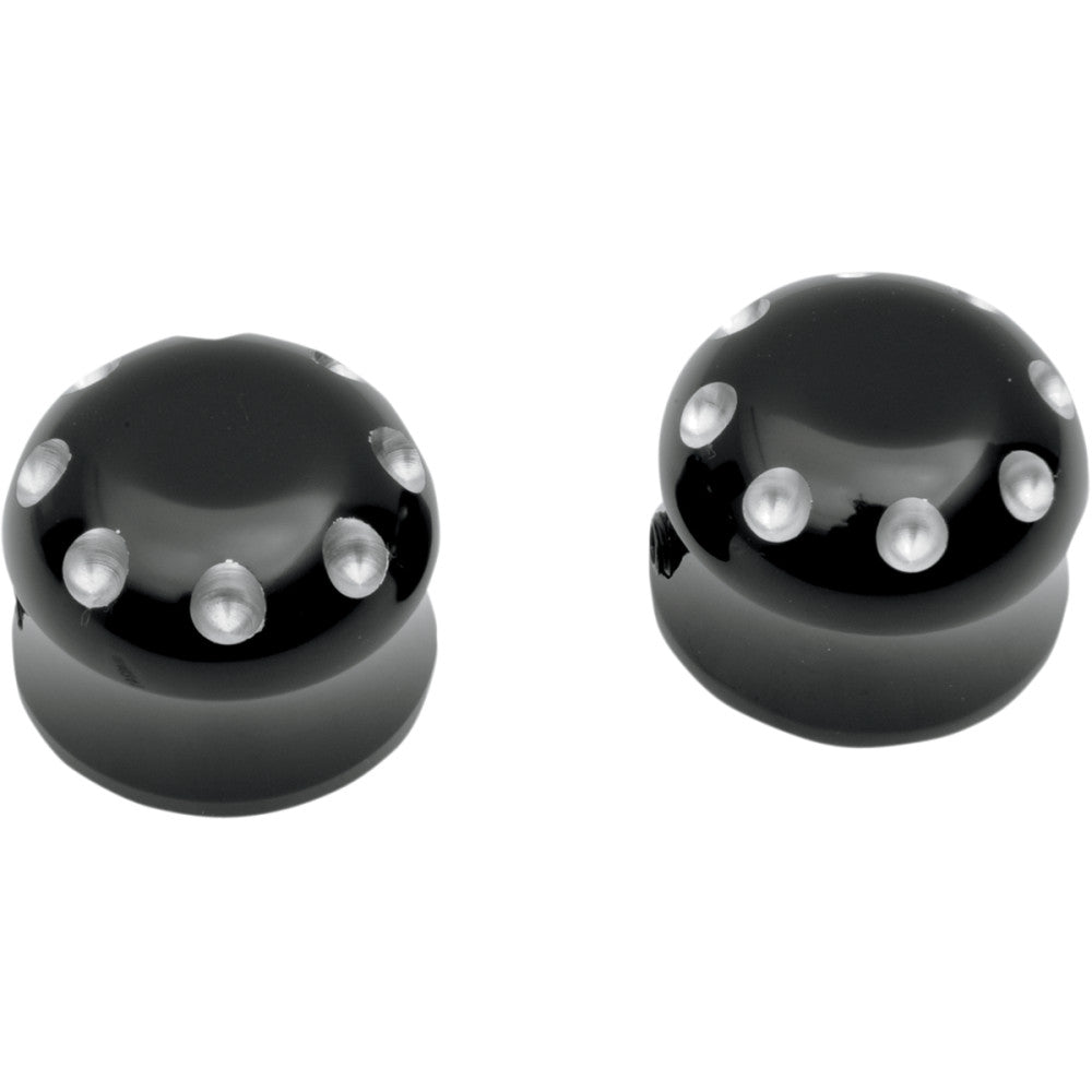 Covingtons Axle Covers - Front - Dimpled - Black - Pair - '80-'06 C0011-B