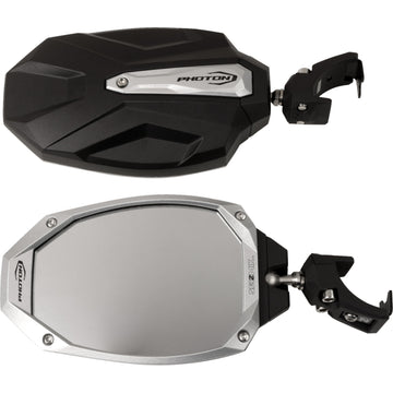 SEIZMIK Mirrors - Photon - Side View - Oval - Black/Silver - Polaris Pro Fit/Can Am Profiled ROPS - Pair 56-18109