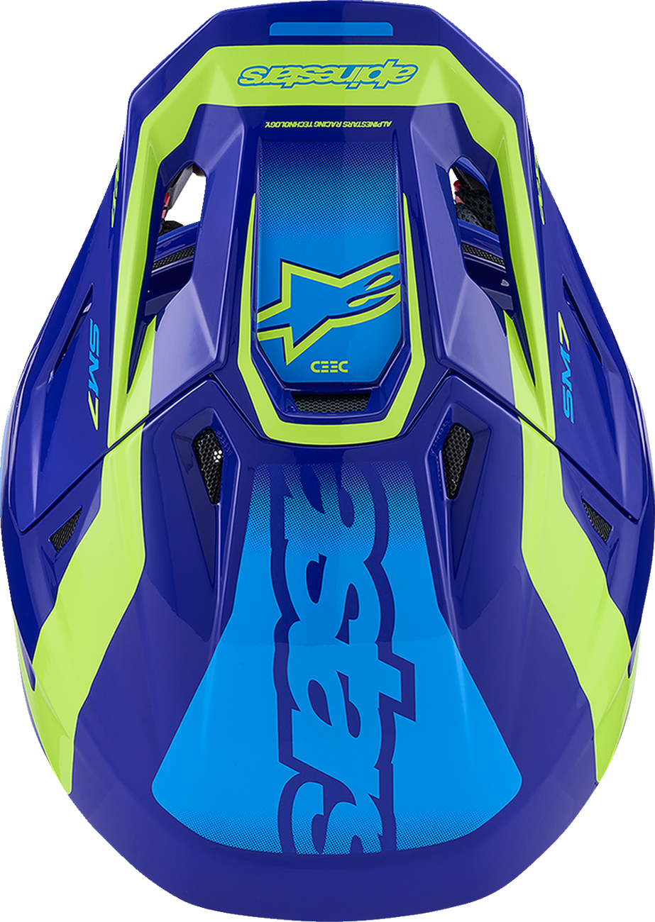 ALPINESTARS SM7 Helmet - Deed - Gloss Blue/Yellow Fluo - XL 8302426-7253-XL