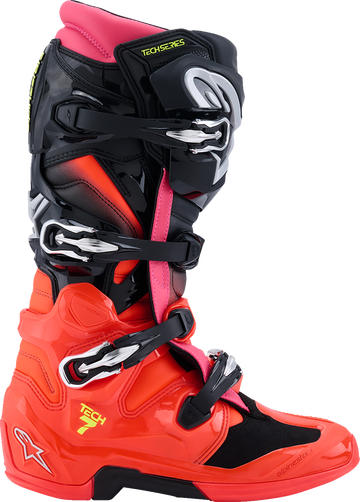 ALPINESTARS Tech 7 Boots - Black/Fluorescent Red/Fluorescent Pink - US 12 / EU 47 2012025-1576-12