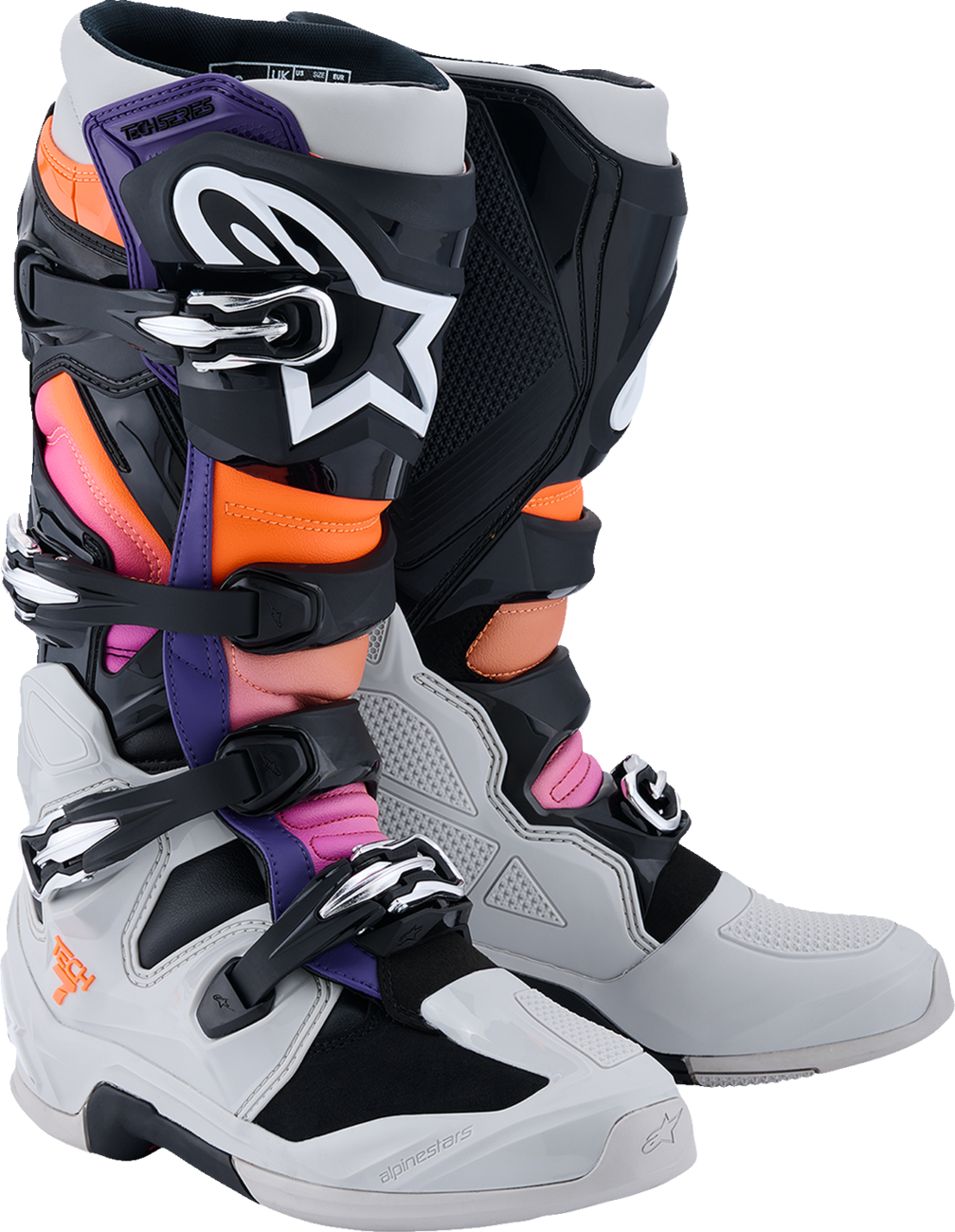 ALPINESTARS Tech 7 Boots - Black/Light Gray/Fluorescent Orange/Magenta - US 7 / EU 40.5 2012025-1594-7