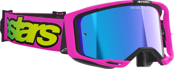 ALPINESTARS GOGGLES Vision 8 Goggle - Vista - Pink Fluo/Yellow Fluo - Blue Mirror Lens 5100426-3159