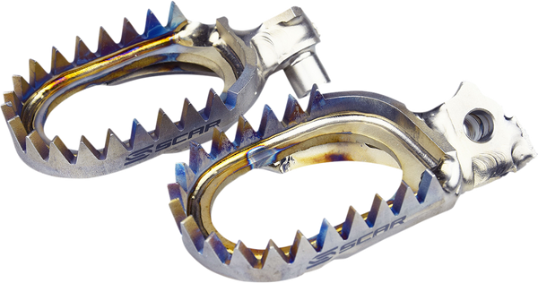 Scar Racing Anti-Mud Foot Pegs - Titanium - Silver - Yamaha YZ/WR/Tenere