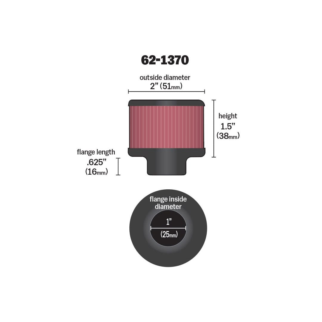 62-1370 K&N VENT AIR FILTER/ BREATHER
