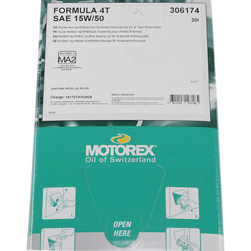 Motorex Formula Synthetic Blend 4T Engine Oil - 15W-50 - 20L - Dispenser Box 306174