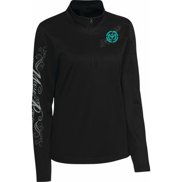 Moose Offroad Women's Flourish Script Quarter Zip Pullover - Black - Large 3051-1233 | Sweats Ladies