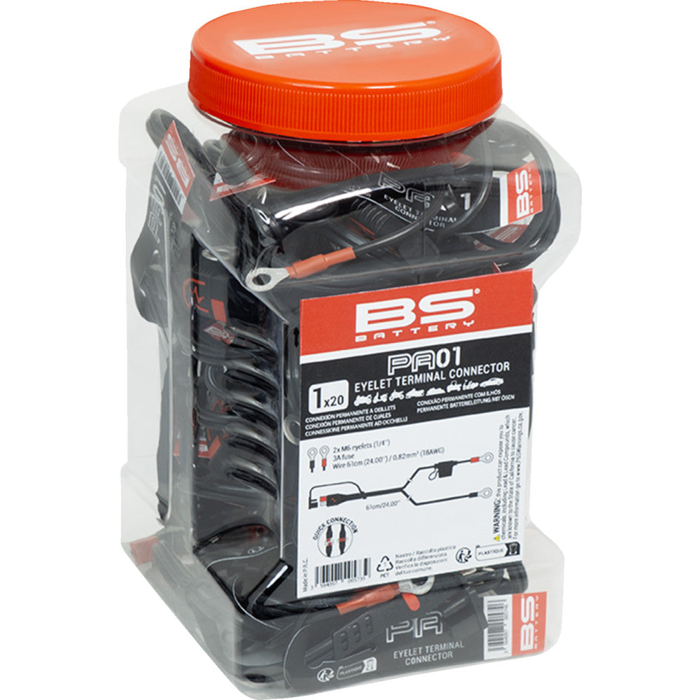 BS Battery Eyelet Connector - Battery - Wire Terminal - Black/Red - 20 Pack 700573