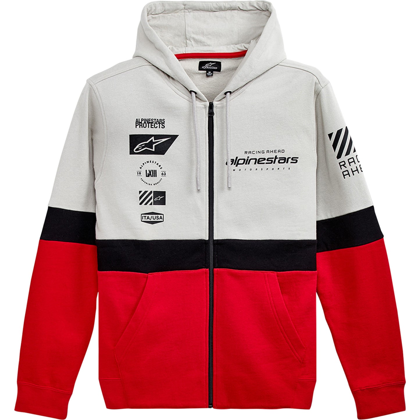 ALPINESTARS Position Zip Hoodie - Silver/Black/Red - Medium 1212-530221096M