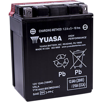 Yuasa AGM Battery - YTX14AH-BS .66 L YUAM62H4A