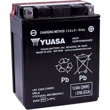 Yuasa AGM Battery - YTX14AHL-BS .66 L YUAM62H4L