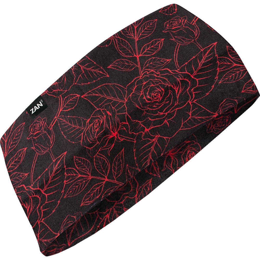 Zan Headgear SportFlex? Headband - Black and Red Roses HBL206