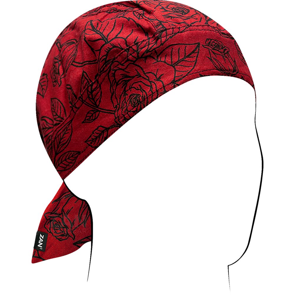 Zan Headgear Flydanna? Head Wrap - Black and Red Roses Z311