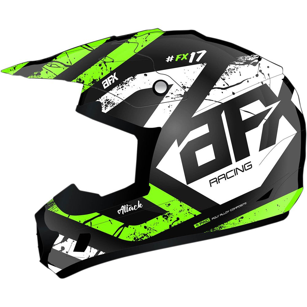 AFX FX-17Y Helmet - Attack - Matte Black/Green - Large 0111-1419