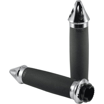 Avon Grips Custom Spike End Grips - Touring - Chrome MT-CC-85-CH-SPK