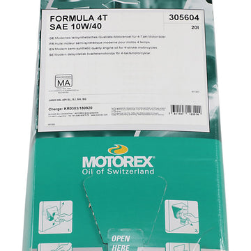 Motorex Formula Synthetic Blend 4T Engine Oil - 10W- 40 - 20L - Dispenser Box 306184