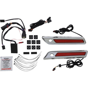 Custom Dynamics Latch Light - Saddlebag - Dual Color - Red - Chrome CD-SBL-DC-RC