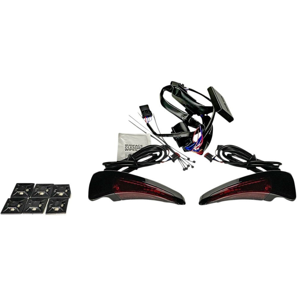 Custom Dynamics Sequential Tour Pak Seat Back Rest LED Lights - Black/Red - FLH CD-TPBR-14-RB