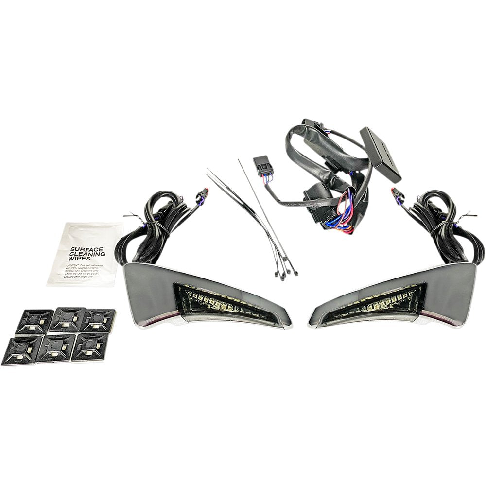 Custom Dynamics Sequential Tour Pak Seat Back Rest LED Lights - Chrome/Smoke - FLH CD-TPBR-14-SC