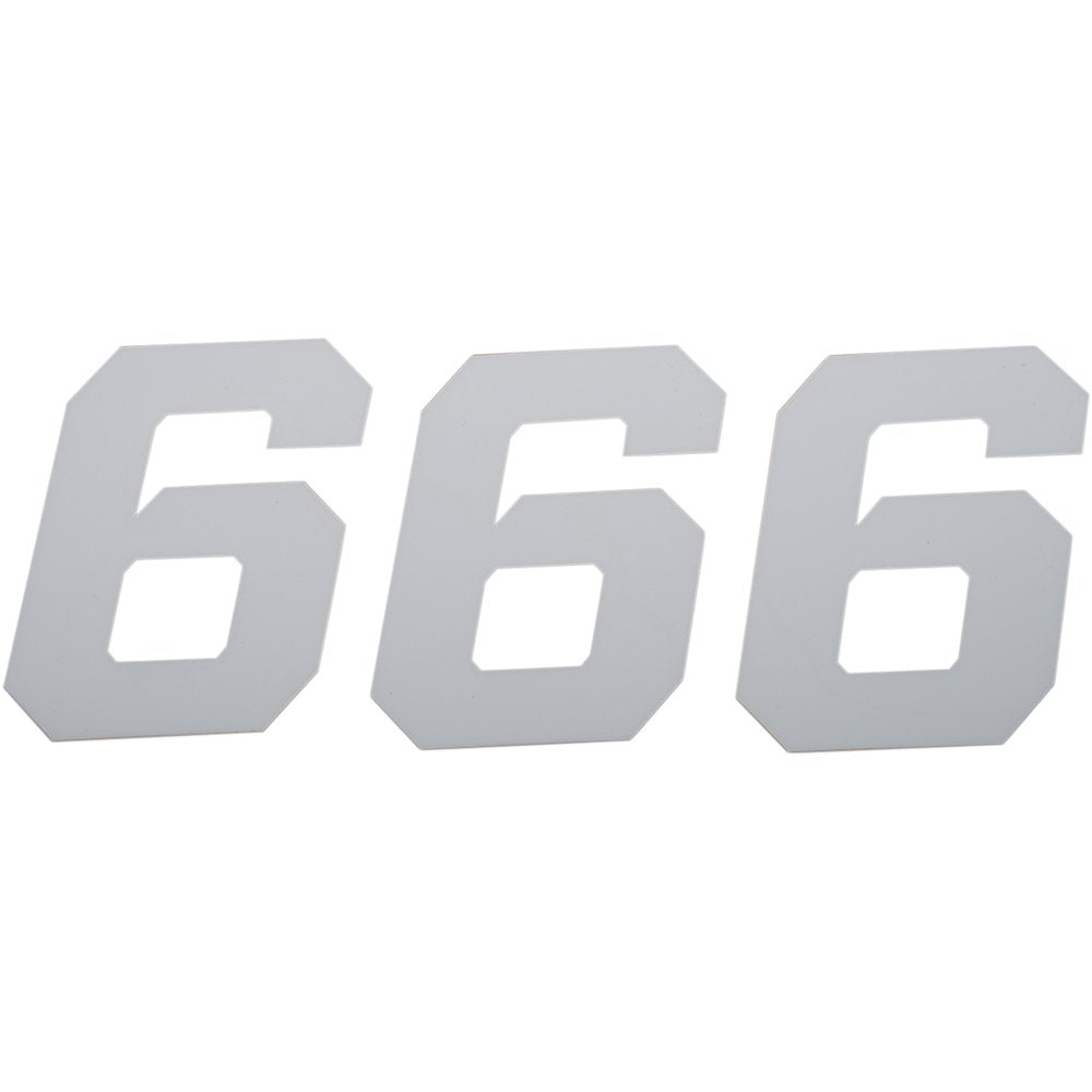 D'COR VISUALS Race Number Plate - #6 - White - 6" 45-36-6