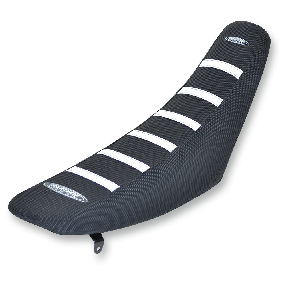 SDG 6-Ribbed Seat Cover - White Ribs/Black Top/Black Sides 95947WK